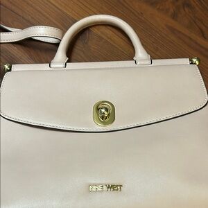Nine West Beige/Cream Top-Handle Satchel with Gold Hardware